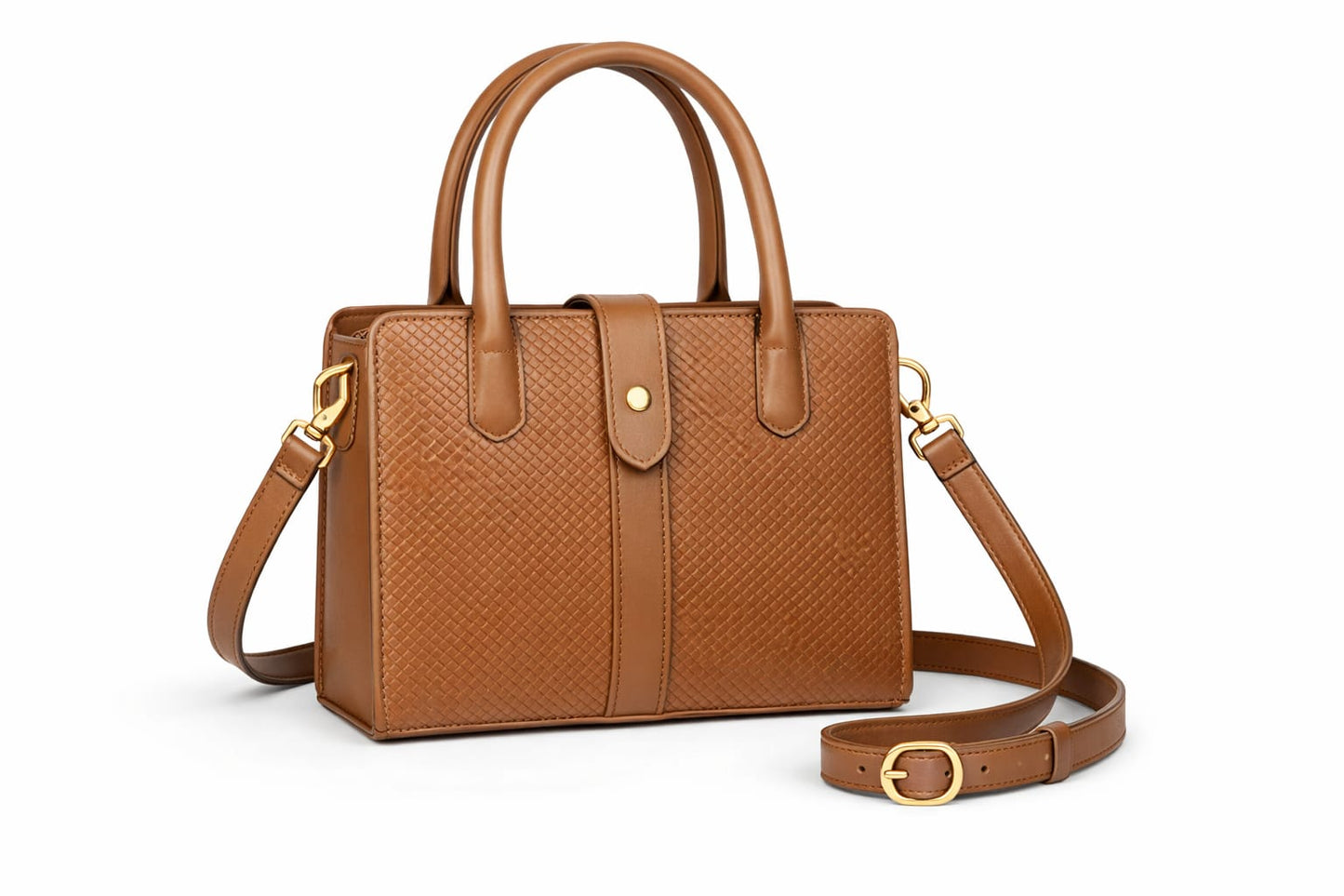 "Classic Structured Woven-Texture Tote with Adjustable Shoulder Strap"