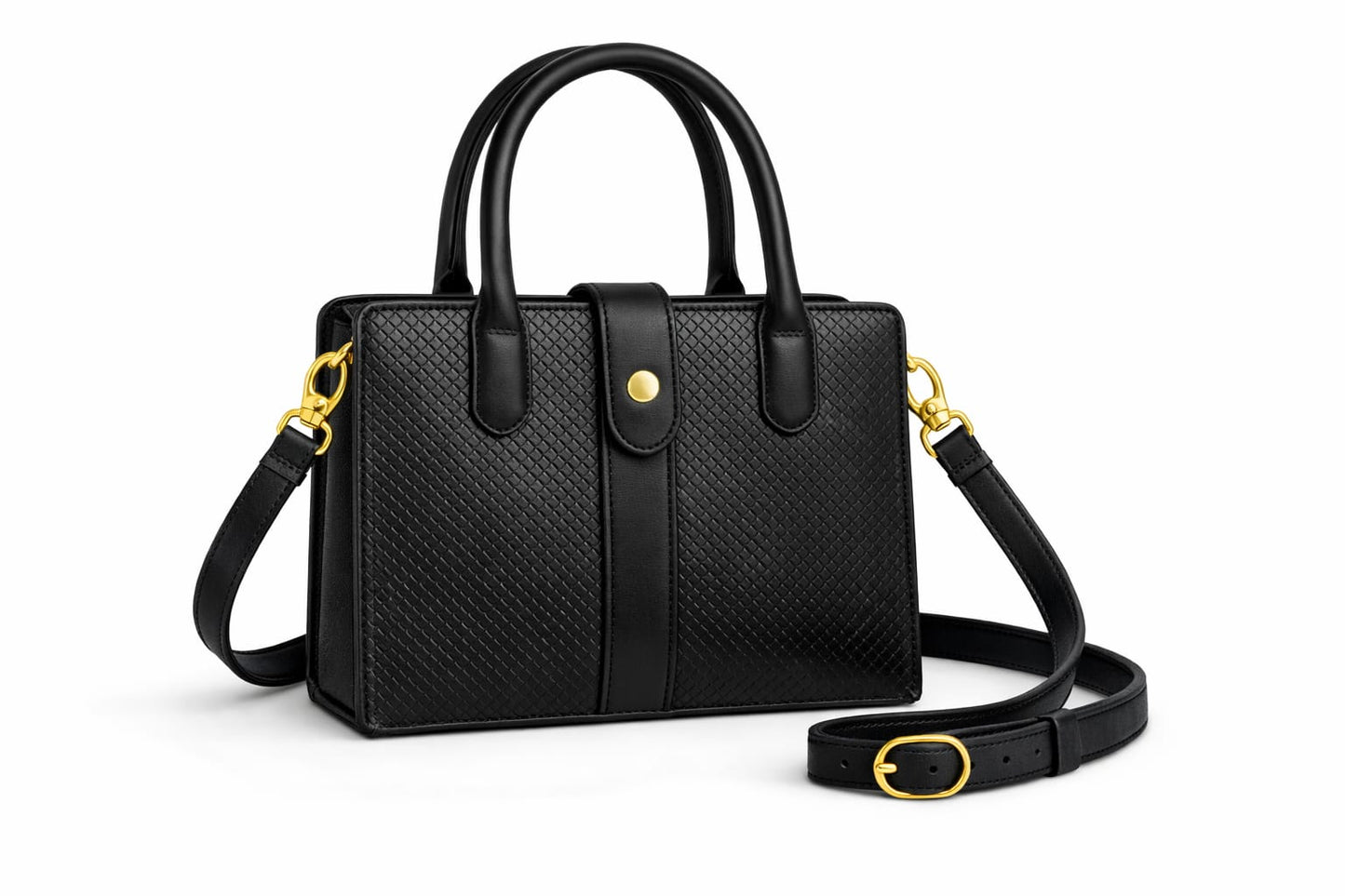 "Classic Structured Woven-Texture Tote with Adjustable Shoulder Strap"