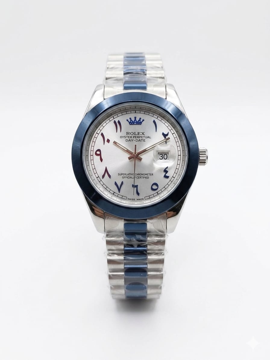 Luxury Blue Bezel Stainless Steel Men's Watch