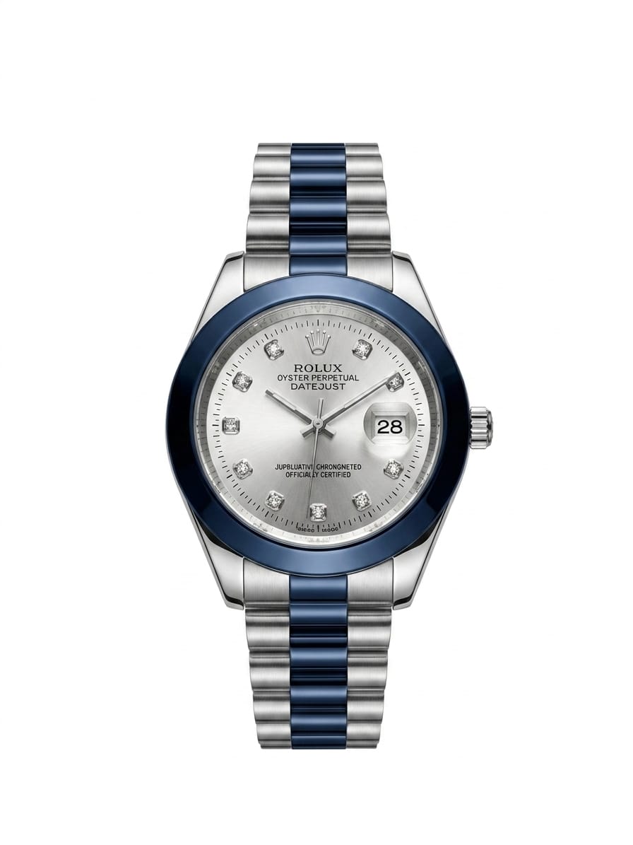 Luxury Blue Bezel Stainless Steel Men's Watch